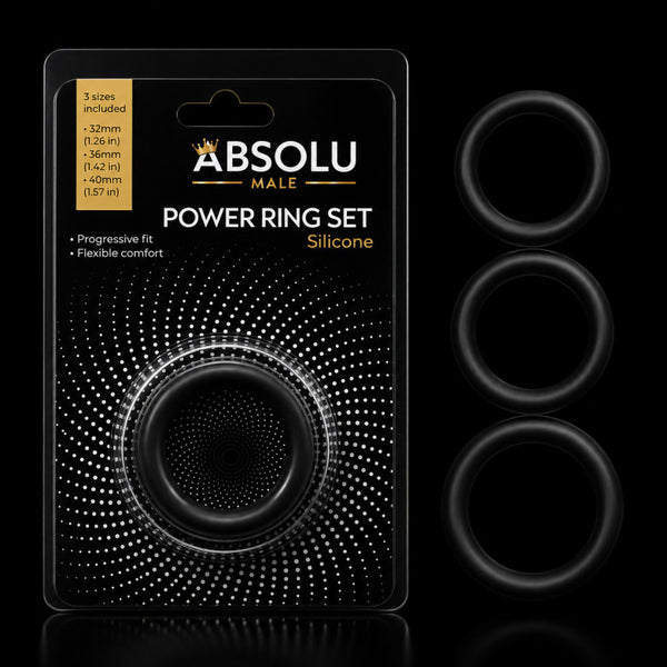 Power Ring Set Penisringe 3er-Set Schwarz von Absolu Male – Ansicht 2