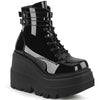 SHAKER-52 Plateau Stiefeletten schwarz Lack Schnürung | DemoniaCult