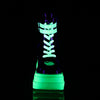 SHAKER-52 Plateau Stiefeletten schwarz grün fluoreszierend Schnürung UV von DemoniaCult – Ansicht 2