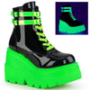 SHAKER-52 Plateau Stiefeletten schwarz grün fluoreszierend Schnürung UV von DemoniaCult