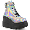 SHAKER-52 Plateau Stiefeletten mehrfarbig prisma glänzend Schnürung | DemoniaCult