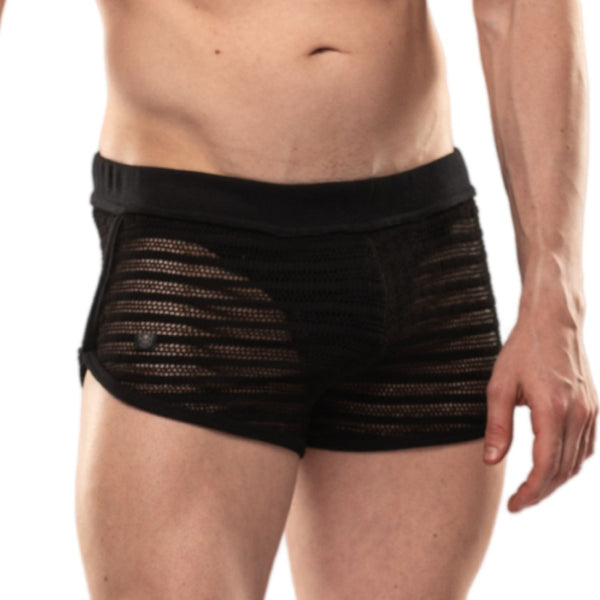 Shorts Sheer Mykonos Schwarz - Sexy High-Cut mit Rippbund | TOF Paris
