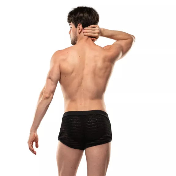 Shorts Sheer Mykonos Schwarz - Sexy High-Cut mit Rippbund | TOF Paris
