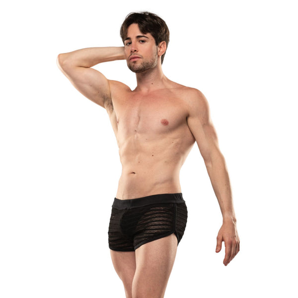Shorts Sheer Mykonos Schwarz - Sexy High-Cut mit Rippbund | TOF Paris