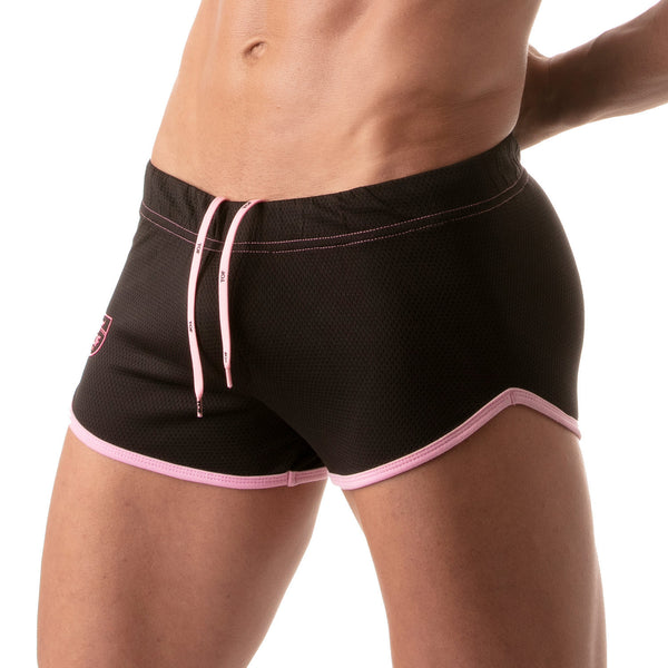 Shorts Low Waist in Schwarz mit Cut-outs und TOF-Logo Herren - Retro Style | TOF Paris