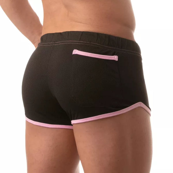 Shorts Low Waist in Schwarz mit Cut-outs und TOF-Logo Herren - Retro Style | TOF Paris