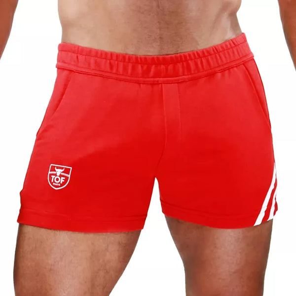 Rotweiße Paris Shorts im klassischen Designer Look von TOF Paris