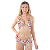 Kirschen Print Strass Monokini mit Beinband | Pleaser Dancewear