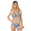 Dollarschein Print Strass Monokini mit Beinband | Pleaser Dancewear