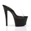 SKY-301 Plateau Pantoletten Klar/Schwarz | Pleaser