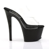 SKY-302 Plateau Pantoletten Klar/Schwarz | Pleaser