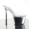 SKY-302 Plateau Pantoletten Transparent/Chrom | Pleaser