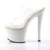 SKY-302 Plateau Pantoletten Transparent/Weiß | Pleaser