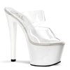 SKY-302 Plateau Pantoletten Transparent/Weiß | Pleaser