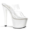 SKY-302 Plateau Pantoletten Transparent/Weiß | Pleaser