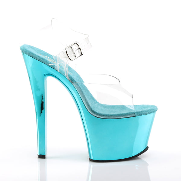 SKY-308 Plateau Sandaletten Türkis Chrom | Pleaser