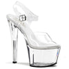 SKY-308 Plateau Sandaletten Transparent/Weiß | Pleaser