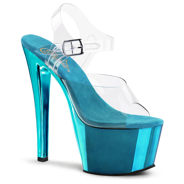 SKY-308 Plateau Sandaletten Türkis Chrom | Pleaser
