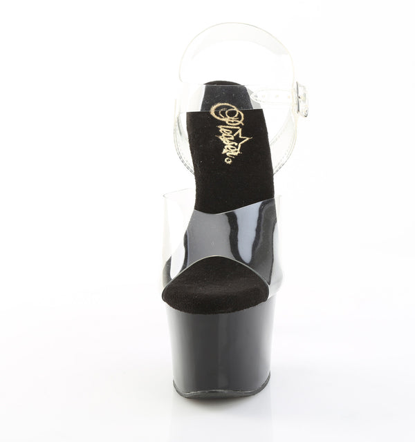 SKY-308CRS Plateau Sandaletten Schwarz Lack mit Nieten | Pleaser
