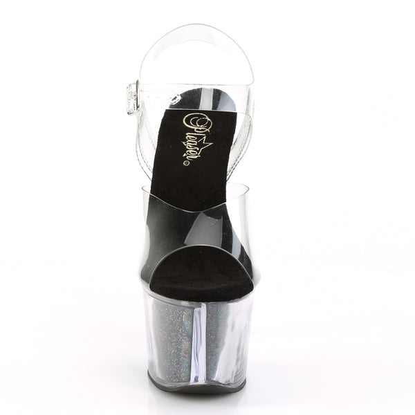 SKY-308G-T Plateau Sandaletten Transparent/Schwarz | Pleaser