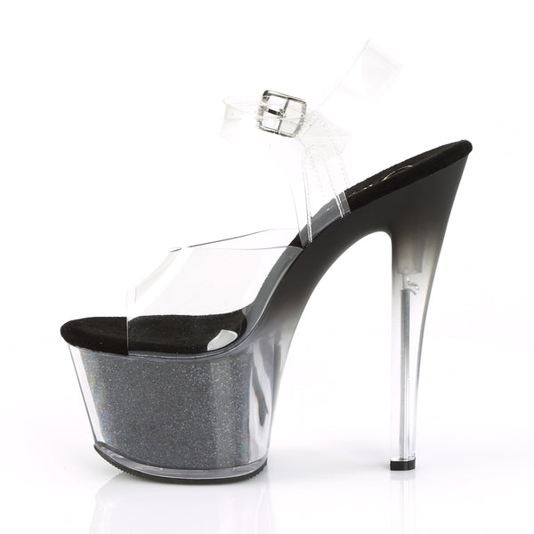 SKY-308G-T Plateau Sandaletten Transparent/Schwarz | Pleaser
