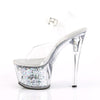 SKY-308GF Plateau Sandaletten Transparent/Silber | Pleaser