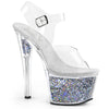 SKY-308GF Plateau Sandaletten Transparent/Silber | Pleaser