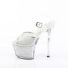 SKY-308PREM-RSNT Sandalette Plateauschuhe Silber Glitzer | Pleaser