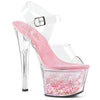 SKY-308WHG Plateau Sandaletten Transparent/Pink | Pleaser