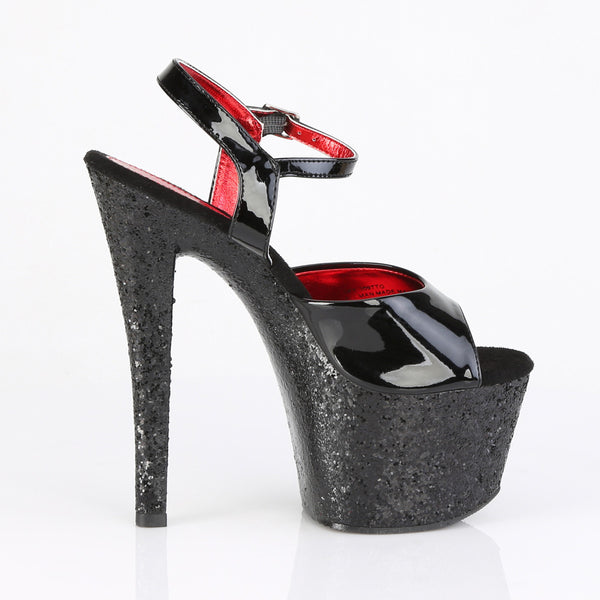 SKY-309 Plateau High-Heel Sandaletten Glitzernd Glänzend Schwarz von Pleaser – Ansicht 5