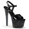 SKY-309MG Plateau Sandaletten Schwarz/Glitter | Pleaser