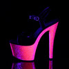 SKY-309UVLG Plateau Sandaletten - Schwarz/Neon Pink UV | Pleaser