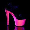 SKY-309UVLG Plateau Sandaletten - Schwarz/Neon Pink UV | Pleaser