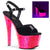 SKY-309UVLG Plateau Sandaletten - Schwarz/Neon Pink UV | Pleaser