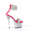 SKY-327RSI - Plateau High Heel Sandaletten - Pink/Silber mit Strass | Pleaser