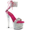 SKY-327RSI - Plateau High Heel Sandaletten - Pink/Silber mit Strass | Pleaser