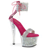 SKY-327RSI - Plateau High Heel Sandaletten - Pink/Silber mit Strass | Pleaser