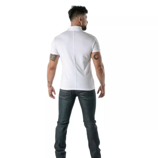 Weißes Premium Polo Shirt aus seidiger Baumwolle von TOF Paris – Ansicht 3