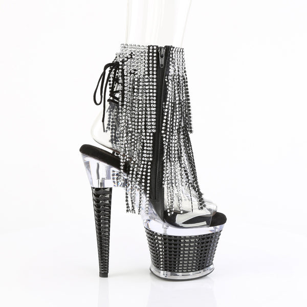 SPECTATOR-1017RSF - Plateau Stiefeletten - Schwarz/Silber mit Strass | Pleaser
