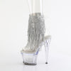SPECTATOR-1017RSF - Plateau Stiefeletten - Transparent/Silber mit Strass | Pleaser