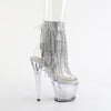 SPECTATOR-1017RSF - Plateau Stiefeletten - Transparent/Silber mit Strass | Pleaser