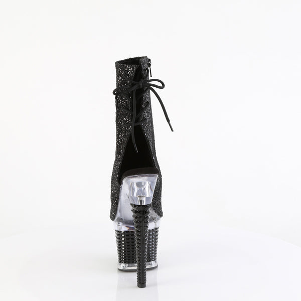SPECTATOR-1018G Plateau Stiefeletten - Glitter Schwarz | Pleaser