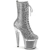 SPECTATOR-1040G Plateau Stiefeletten - Silber | Pleaser