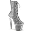 SPECTATOR-1040G Plateau Stiefeletten - Silber | Pleaser