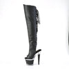 SPECTATOR-3019 Plateau Peeptoe Overknee Stiefel - Schwarz/Schwarz von Pleaser – Ansicht 3