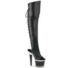 SPECTATOR-3019 Plateau Peeptoe Overknee Stiefel - Schwarz/Schwarz | Pleaser