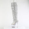 SPECTATOR-3019C-RSF - Plateau Peeptoe Overknee Stiefel - Silber/Transparent mit Strass von Pleaser – Ansicht 3