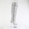 SPECTATOR-3019C-RSF - Plateau Peeptoe Overknee Stiefel - Silber/Transparent mit Strass von Pleaser – Ansicht 5