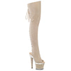 SPECTATOR-3030 Plateau Overknee Peeptoe Stiefel beige | Pleaser