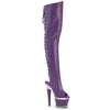 SPECTATOR-3030 Plateau Overknee Peeptoe Schnürr Stiefel violett Silber | Pleaser